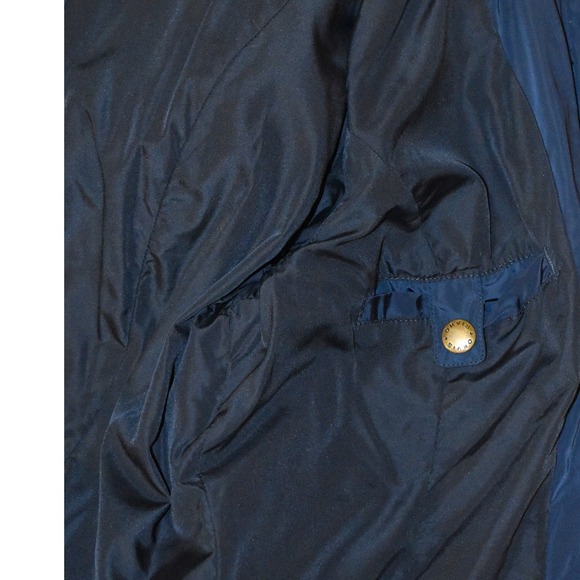 Orvis Quilted Longline Parka Women Medium Navy Blue 3M Thinsulate Hooded Coat - Picture 6 of 7